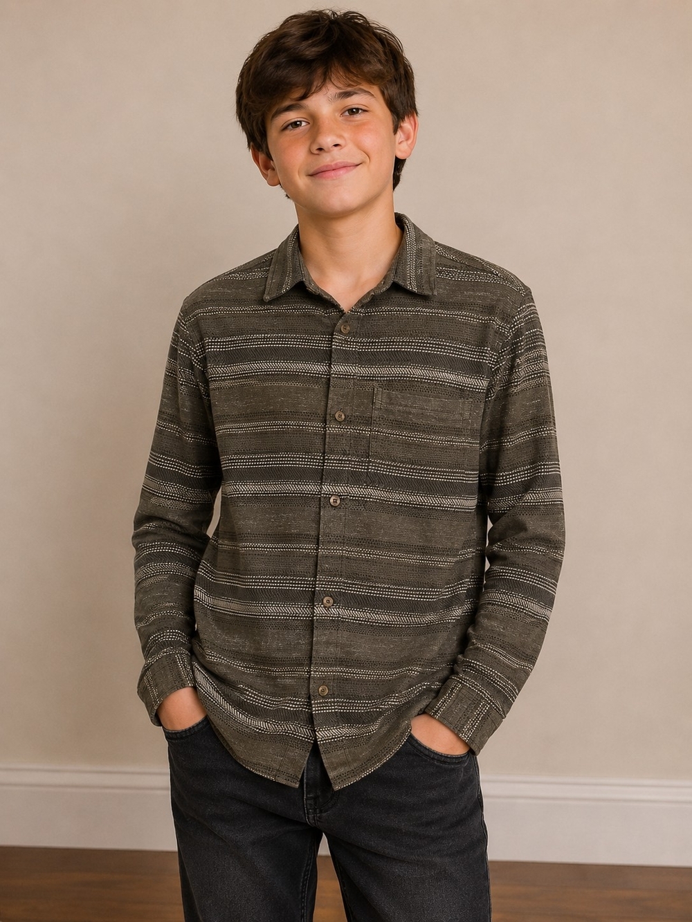 Old Navy Boys Youth Striped Button-Up Shirt – XL 14/16